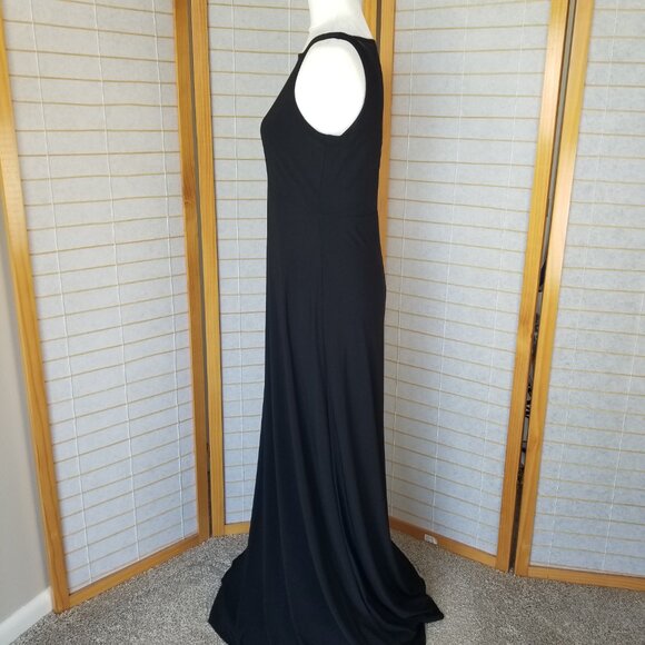 Isaac Mizrahi Black Evening Gown Maxi Dress Formal Mesh Detail Stretch Size 10 - Picture 4 of 12